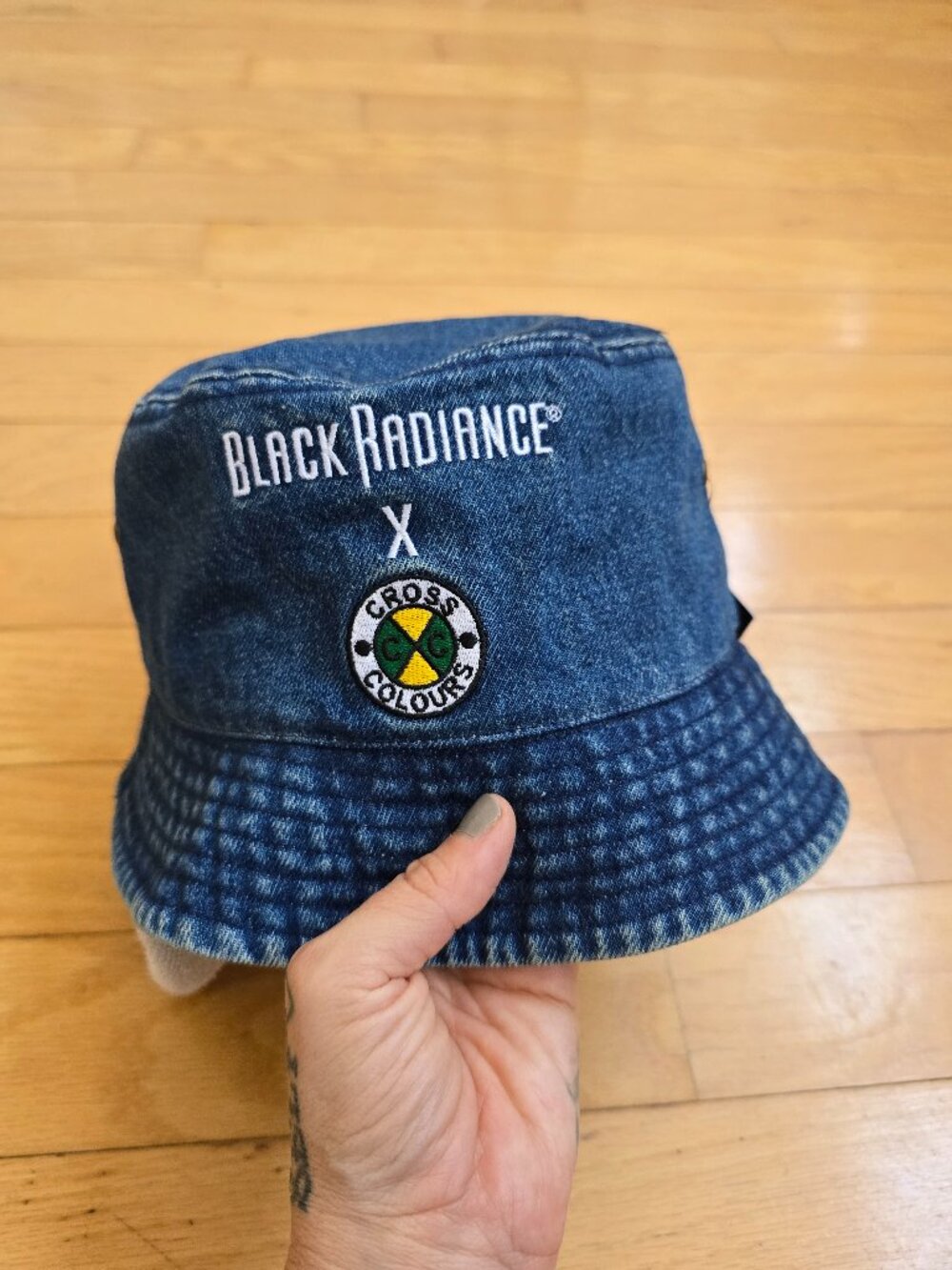 Vintage 90s Cross Colours x Black Radiance Denim Streetwear Bucket Hat L/XL